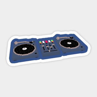 DJ Two Turntables and a controller 8 BIt Pixel Voxel Graphic Sticker